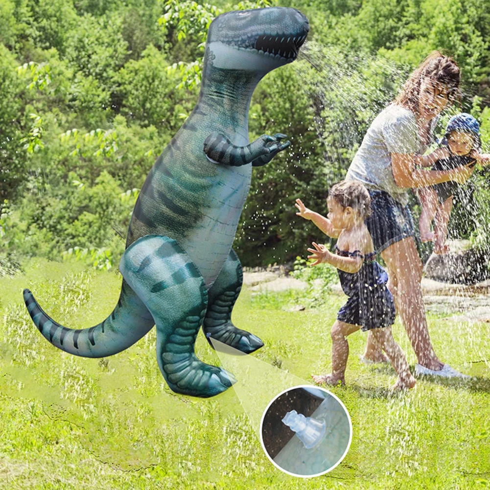 Brinquedo inflável de dinossauro com bola de água e pulverizador, brinquedo de verão para crianças no gramado ou praia, brinquedo unissex para área externa na piscina ou praia