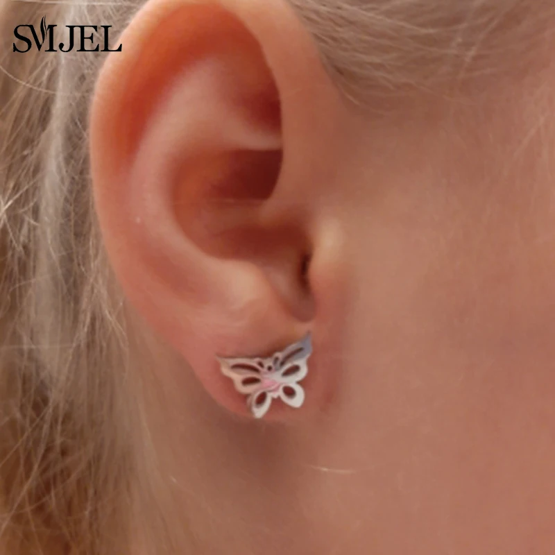 Mini Stainless Steel Animal Stud Earrings for Women Girls Lovely Snake Fish Rabbit Cat Earings Jewelry Bee Dog Mouse Accessories