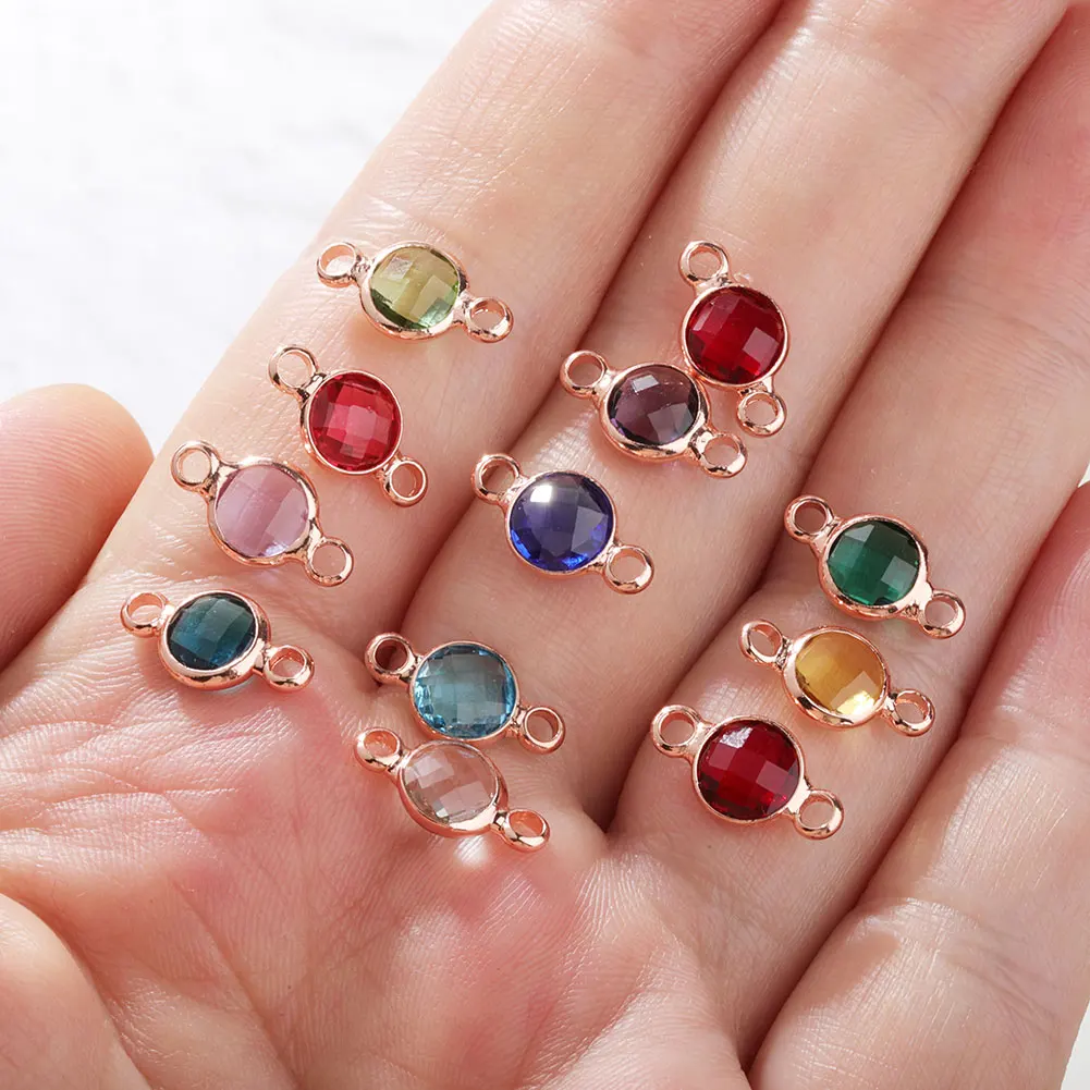 

10pcs/Lot 6mm Cute Birthstone Charms 12 Color Crystal Pendant Charms for Jewelry Making Bracelet Bangle Necklace Wholesale Gifts