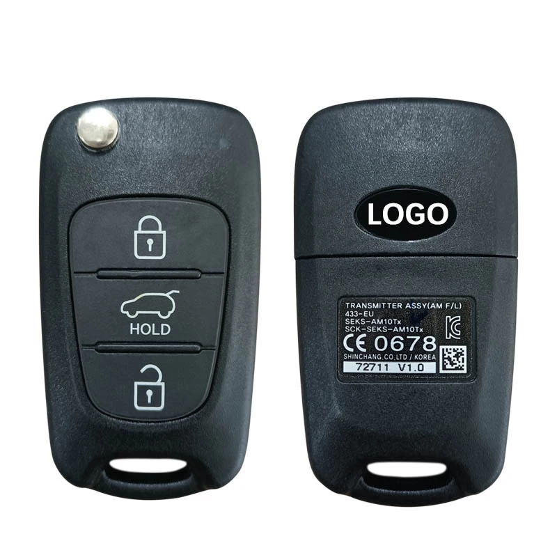 CN051147 Original 3 Button Flip Remote Key FCC SEKS-AM10TX 433MHz 95430-2K211 Without Chip For Kia Soul 2008+