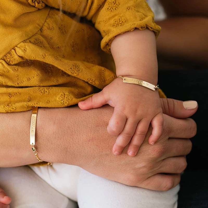 Personalizar bebé papá mamá marcos de miembros de la familia pulseras de barra antialérgicas de acero inoxidable niños niñas niños regalos