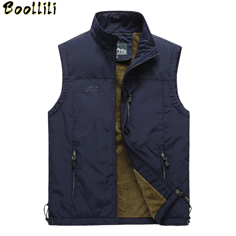 

Men Fleece Winter Warm Vest With Many Pockets Autumn Male Casual Thick Multi Pocket Waistcoat New Photographer Sleeveless Jacket