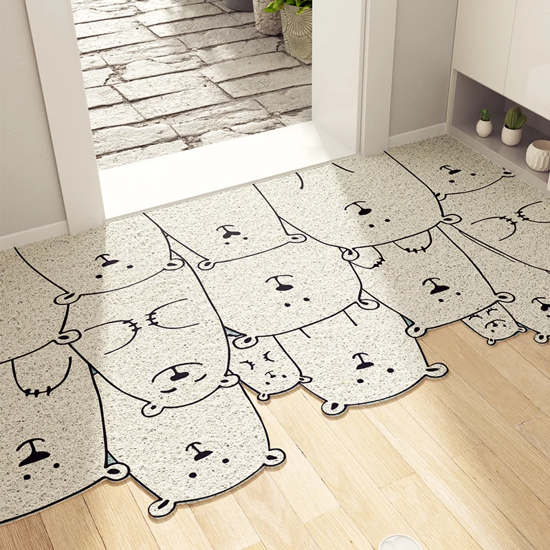 Nordic Cute Print Doormat Non-Slip Living Room Mat Bath Mat Kitchen Mat PVC Cuttable Custom Indoor Home Entrance Doormat Custom