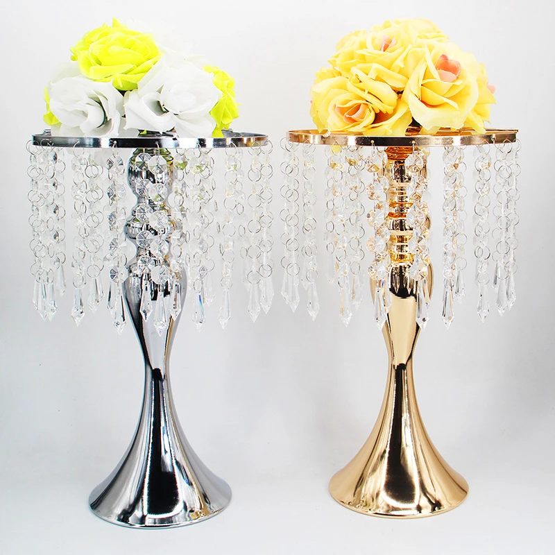 33CM  Candle Holders Flowers Vase Crystal Tray  Road Lead Candelabra Centerpieces Wedding porps Christmas decoration