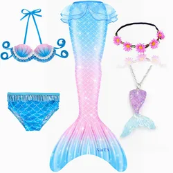 Mermaid Tails Swimwear para crianças, roupas de praia nadáveis, pode adicionar Monofin Fin, maiô para crianças pequenas