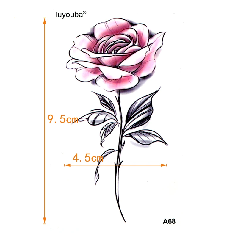 Pink Rose Waterproof Temporary Tattoo Sticker Henna Tatoo Body Sticker Beauty Flower Fake Tattoo The Flash Tatuajes Temporales