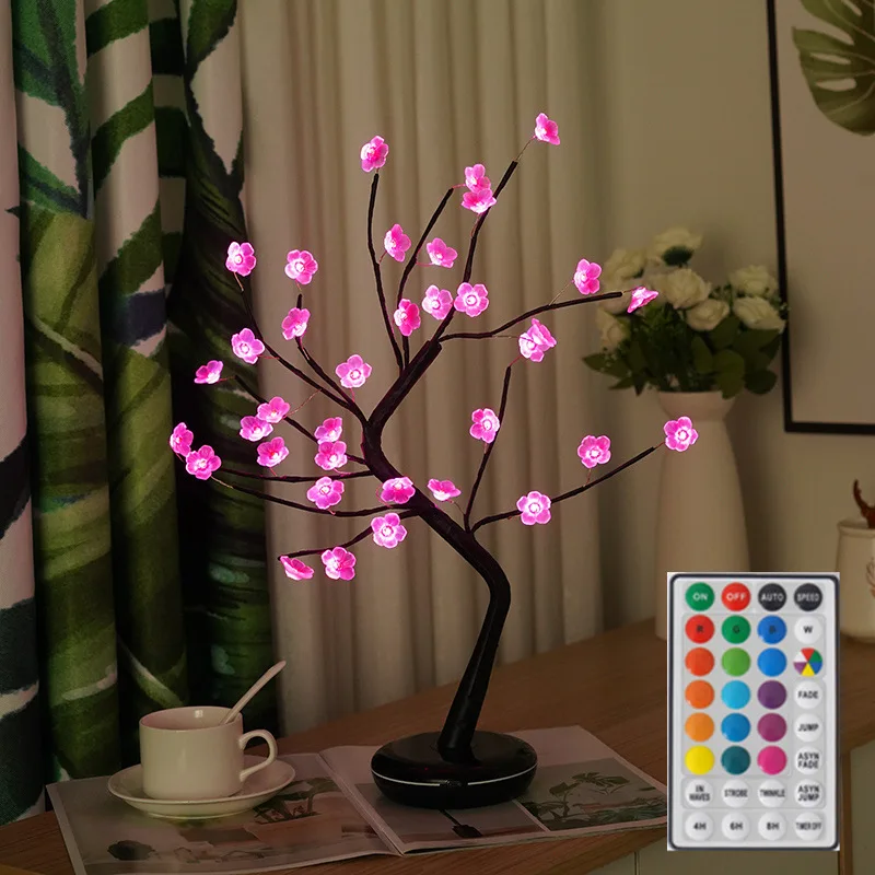 

LED Remote Tree Fairy Light Mini Christmas Lights Wire Night-Light Desk Lamp USB Battery for Decoration Bedroom Indoor Lighting