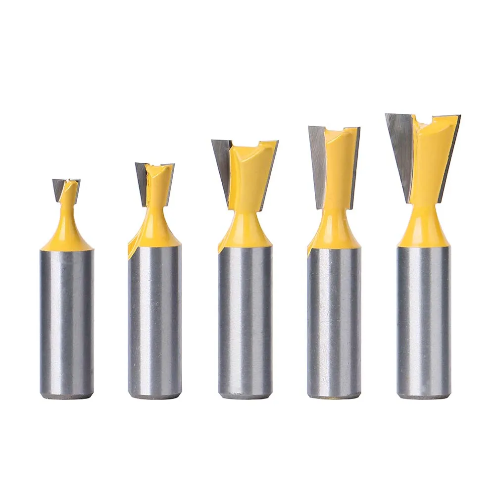 5pcs 1/2 Shank Dovetail Joint Router Bit Wood Door Cabinets Frames Window End Milling Cutter Woodworking Drill Bit Cutter Tool