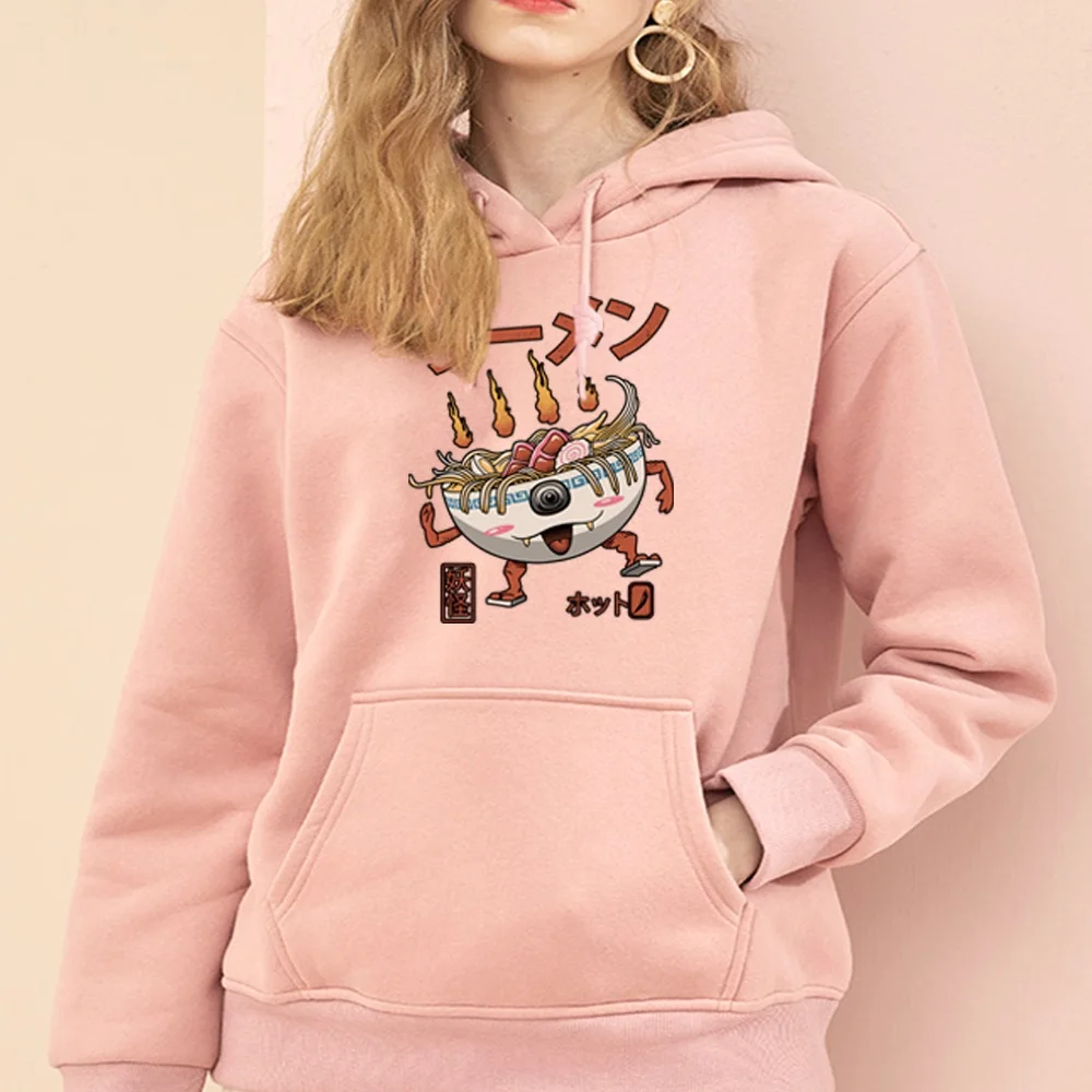 Harajuku hoodie feminino pulôver engraçado dos desenhos animados impresso base superior manga longa topo solto bolso moletom meninas pulôver casual