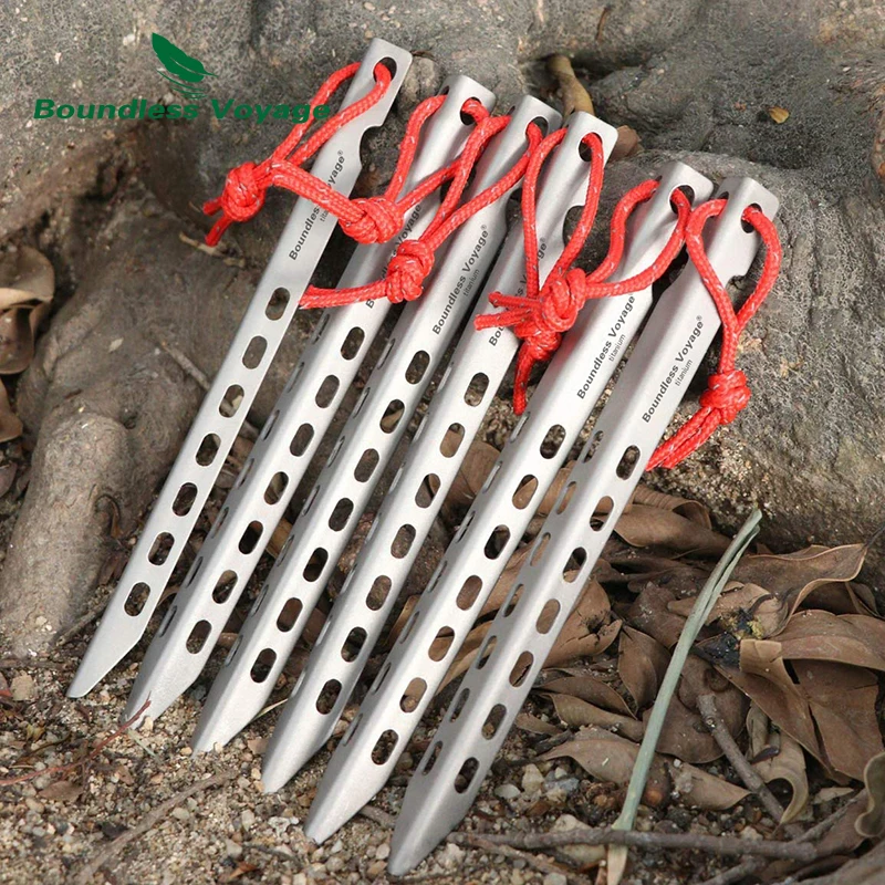 Boundless Voyage Titanium Tent Pegs Ultralight  Tent Nail Outdoor Camping Tent V-shape Stakes Portable Pegs 6/8/12pcs/Lot