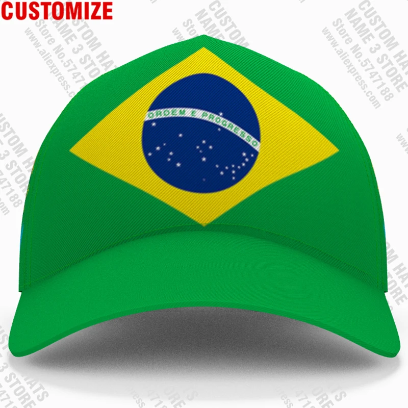 Brazil Baseball Cap Free 3d Custom Made Name Number Team Logo Br Diy Hat Bra Country Travel Portugal Nation Brasil Flag Headgear