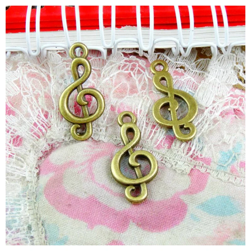 60 Pcs 22.7*10.7MM Antique Bronze Plated Music operator Pendants Diy Charms Jewelry Making Accessories