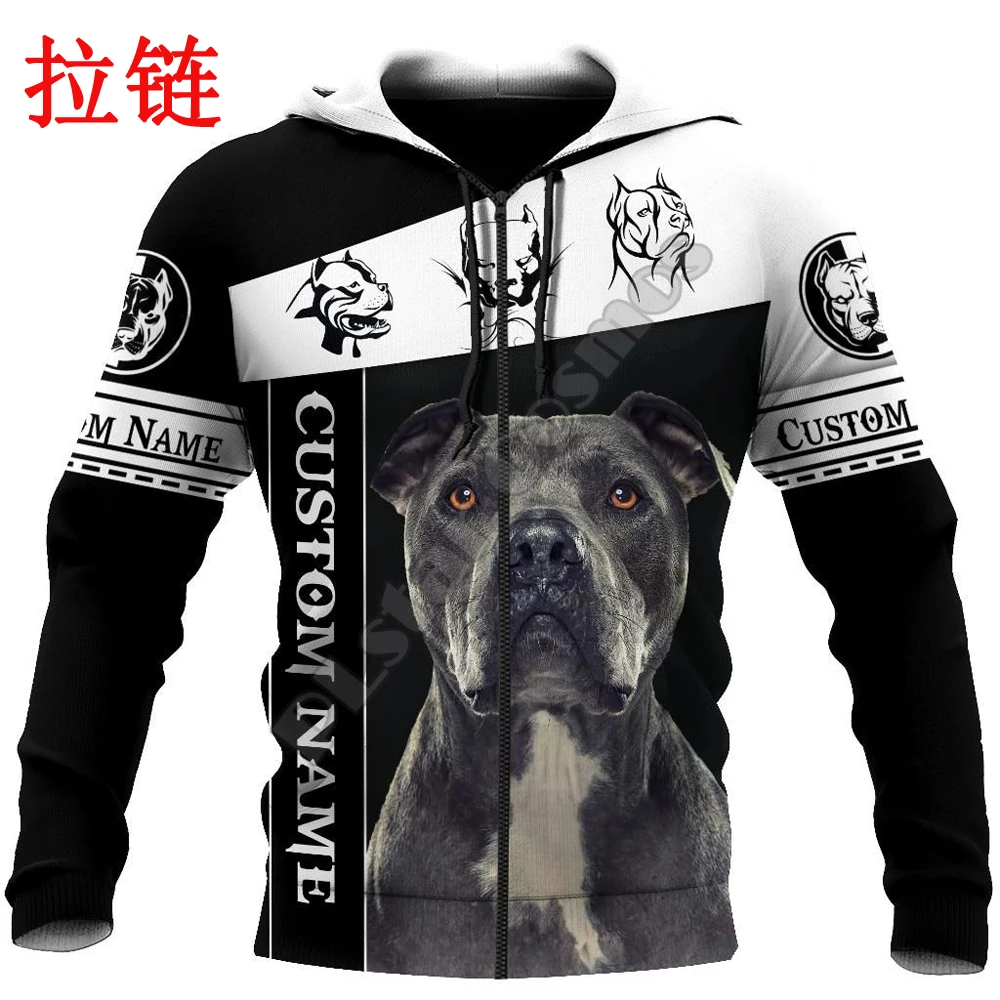 Animal Love Pitbull Dog 3D All Over Printed Mens autumn Hoodie Unisex Casual Pullover Streetwear Jacket Tracksuits DK246