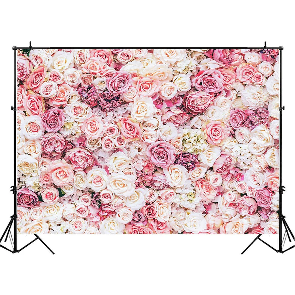 Fundo de parede para fotos de casamento, cerimônia de palco com flores rosas para decoração de festa de aniversário, retrato para bebê, estúdio de fotografia