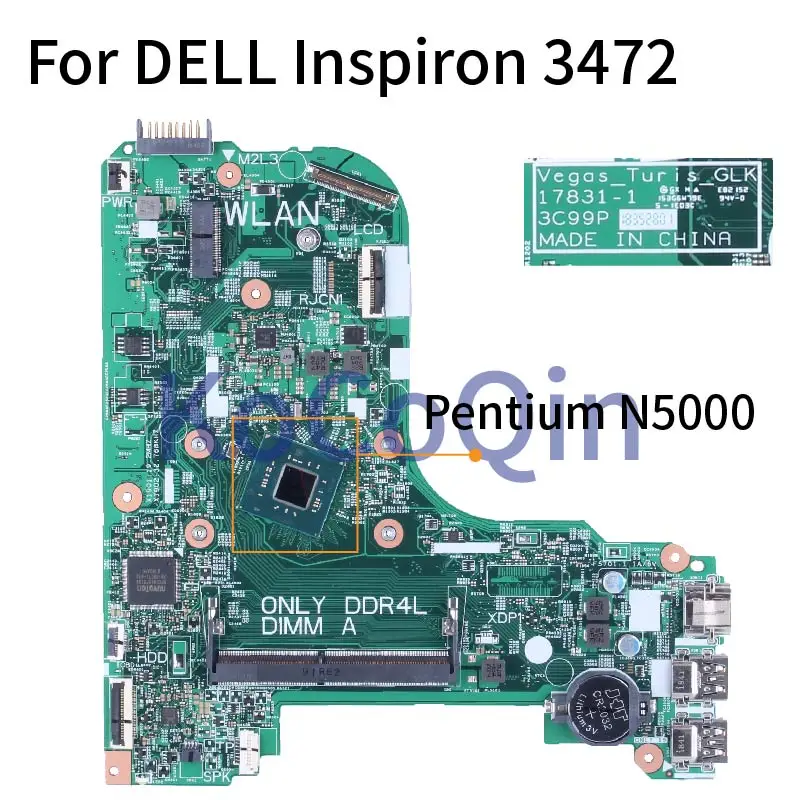 For DELL Inspiron 3472 Pentium N5000 Notebook Mainboard 07R45T 17831-1 SR3RZ DDR4 Laptop Motherboard