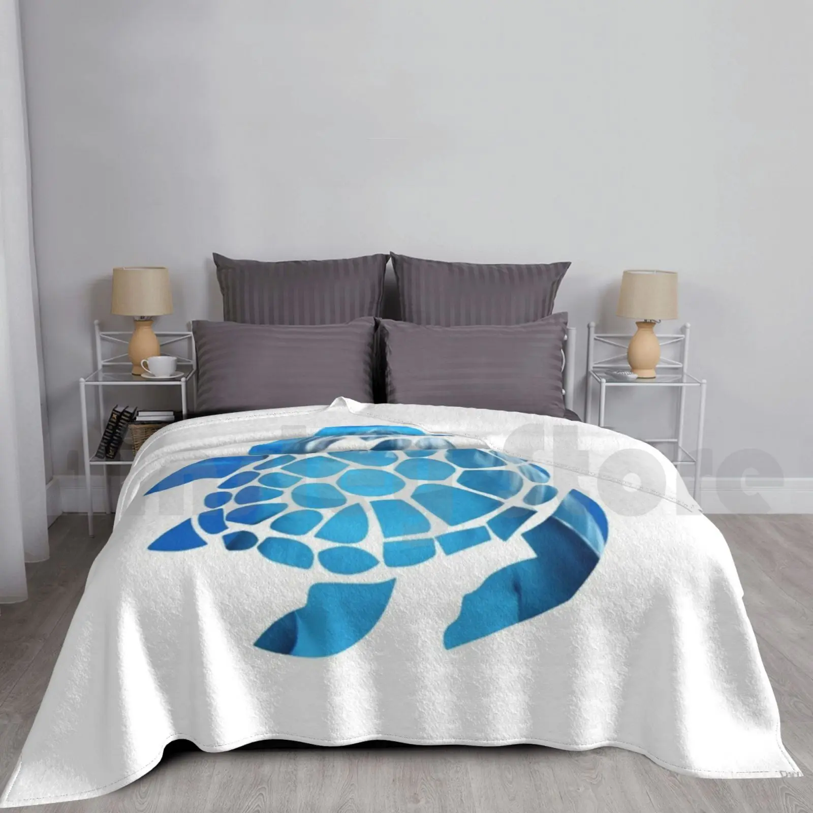 Dolphin Sea Turtle Blanket Fashion Custom Dolphin Sea Turtle Blue Water Underwater Sea Life Fish Sea Turtle