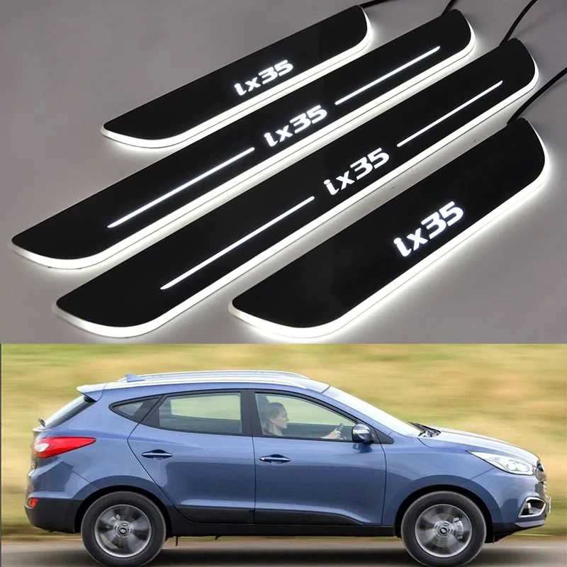 Customized 4PCS Moving LED Welcome Pedal Scuff Plate Pedal Threshold Door Sill Light For HYUNDAI IX35 2010-2016