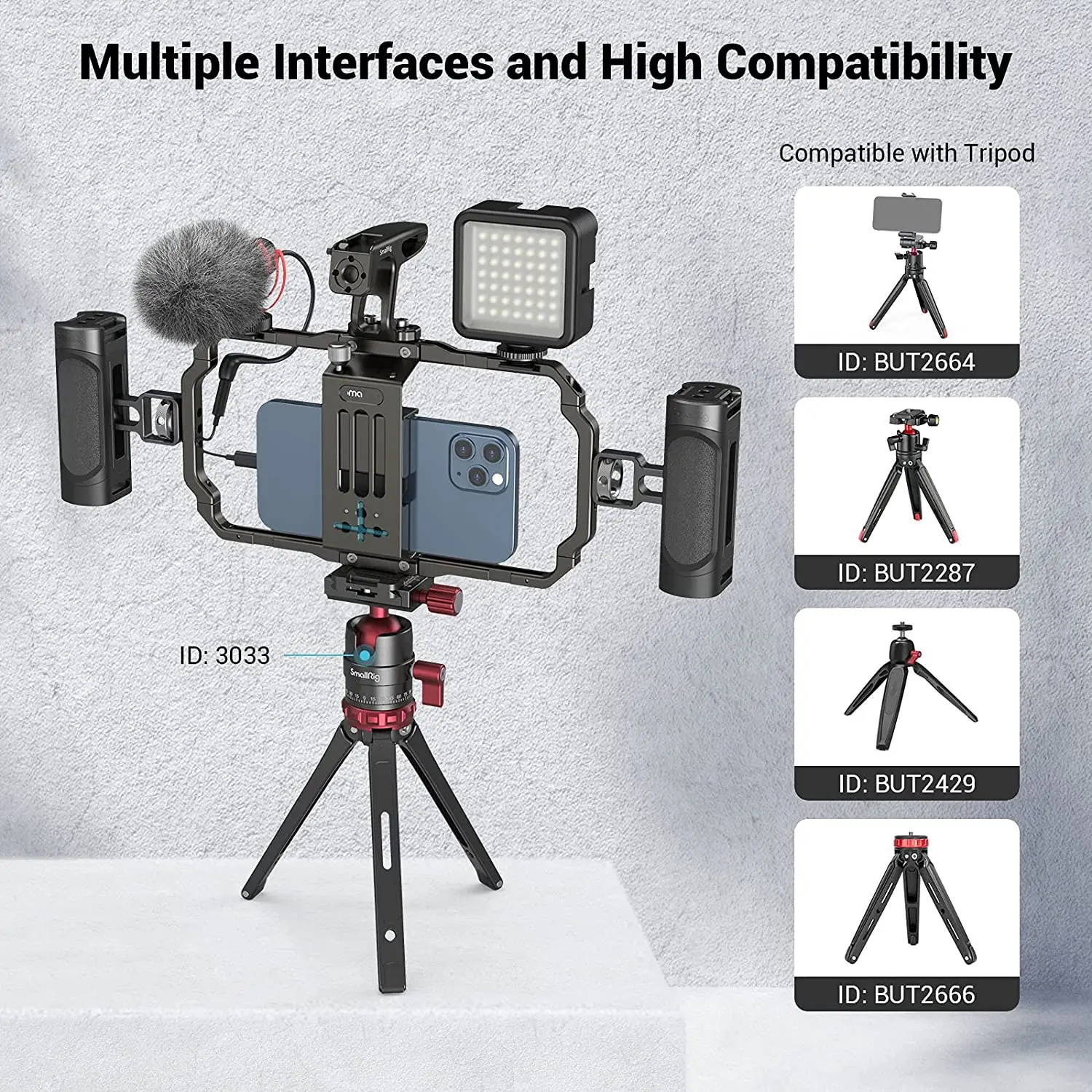 SmallRig Universal โทรศัพท์มือถือวิดีโอ Rig สำหรับ Iphone 13สมาร์ทโฟนกรงชุดกล้อง Vlog กระเป๋า3155
