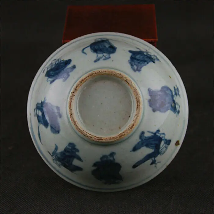 Chinese Blue and White Porcelain Qing Eight Immortals Design Bowl 5.1 inch