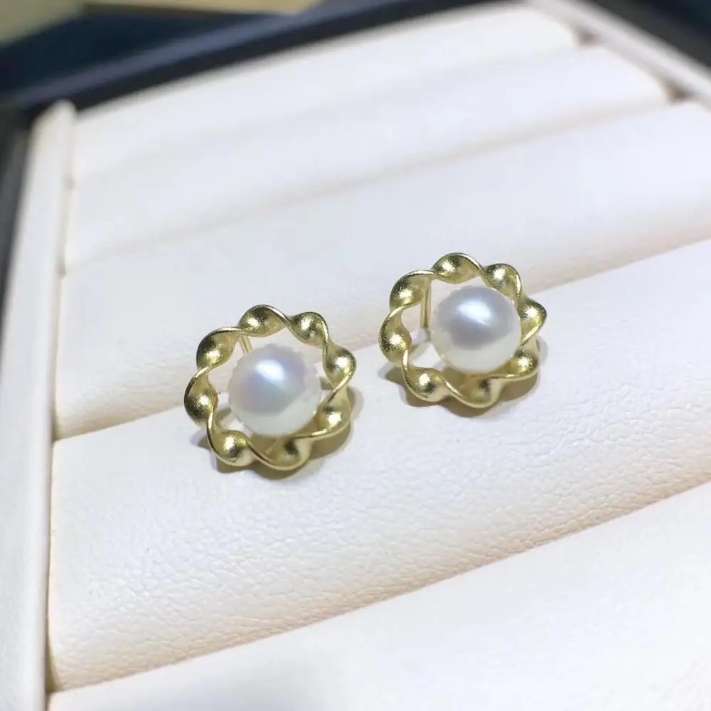 

Flower 925 Sterling Silver Earrings Findings Base Mountings Jewelry Parts Accessories for Pearls Beads Agate Jade Crystal