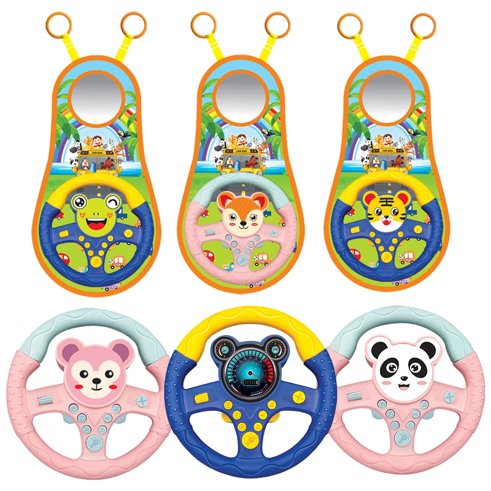 Eletic Simulation Steering Wheel Animal Model Toy With Light Sound Music Educational Copilot Stroller Steering Wheel Vocal Toys