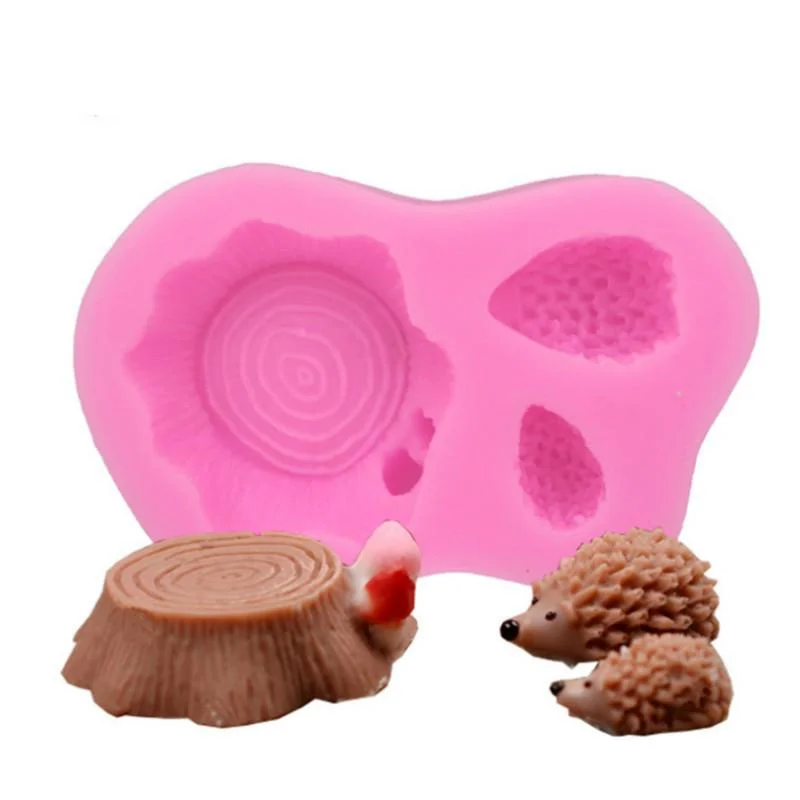 Baking Pastry Mould Cartoon Squirrel Tree Stump Cake Decoration Silicone Mold Chocolate 