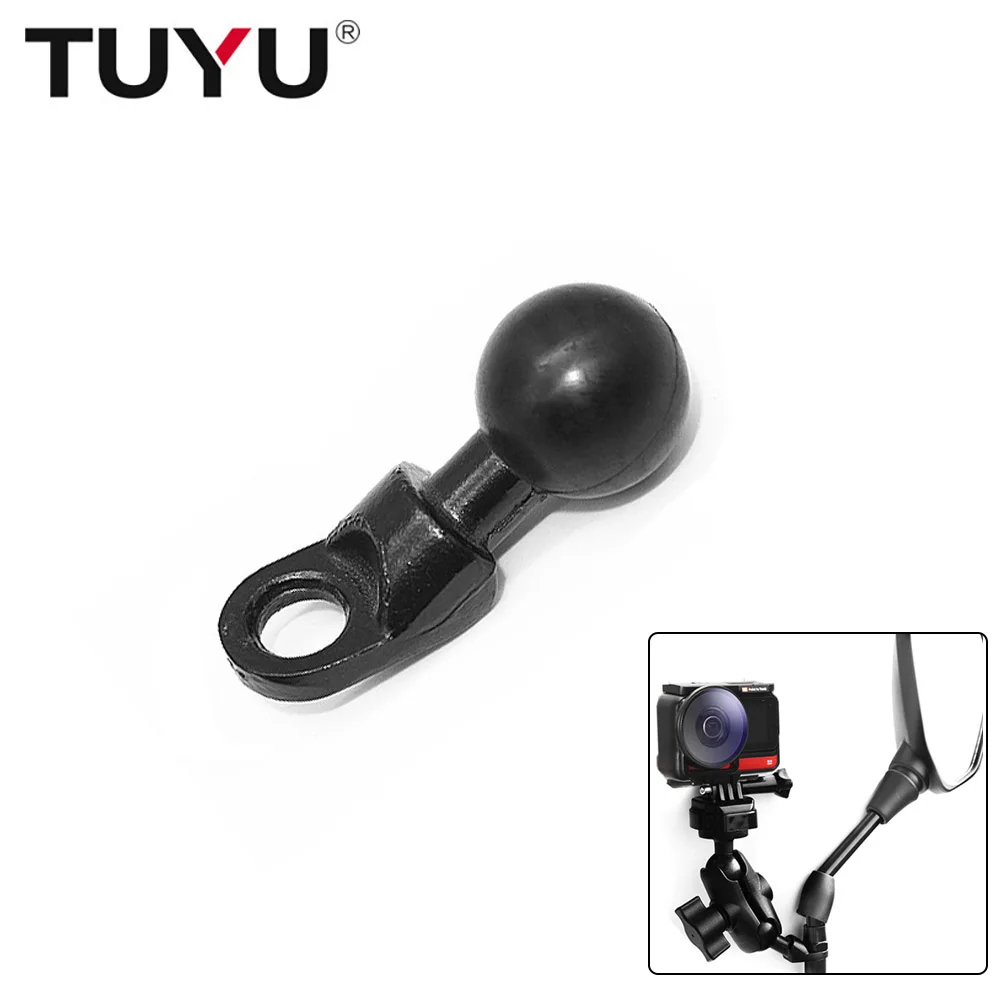 

TUYU Motorcycle Rearview Mirror Ball Head Mount Holder Clamp Adapter with 1 inch Anti-slip Coating Ball for Insta360 GoPro DJI