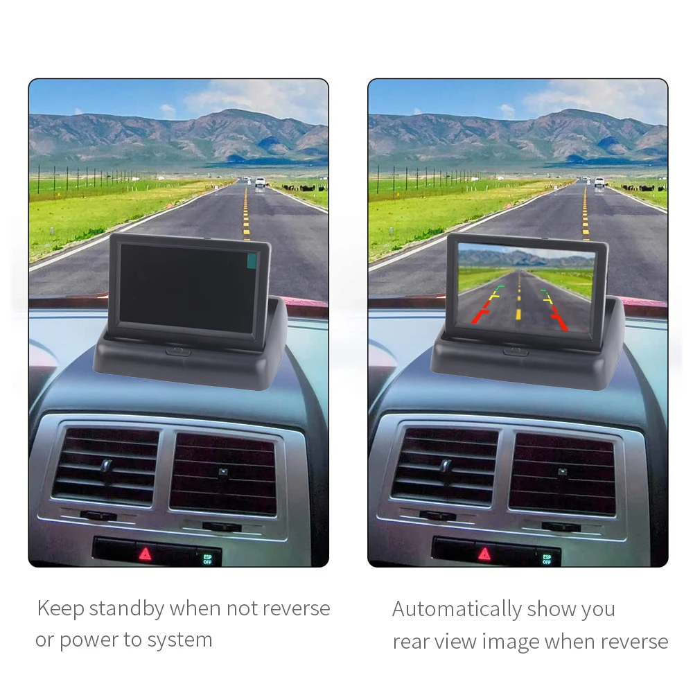 4.3 Inch Color TFT LCD HD Digital Panel Auto Car Rearview Monitor Backup Parking Vehicle Rear View Monitor for Reverse Cameras view 4