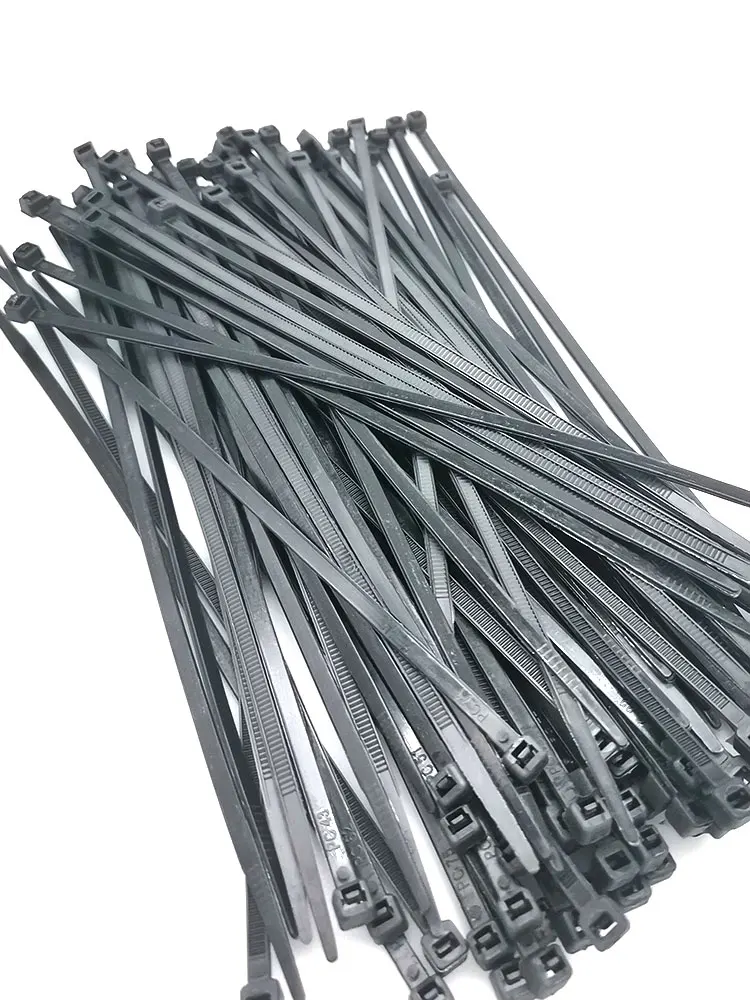 500 szt. Samozaciskowe plastikowe opaski zaciskowe z drutu 100mm 150mm 200mm 250mm 300mm czarny biały nylonowy opaska kablowa 100 szt. Opakowanie — zdjęcie 2