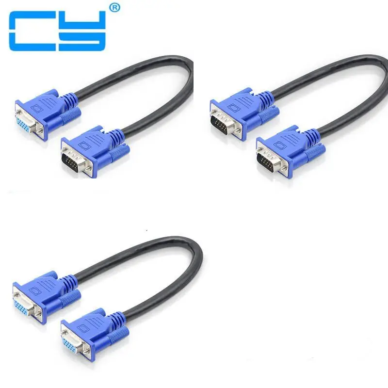 30cm 50cm  HD15Pin VGA D-Sub Short Video Cable Cord Male to Male M/M Male to Female and Female to Female RGB Cable for Monitor