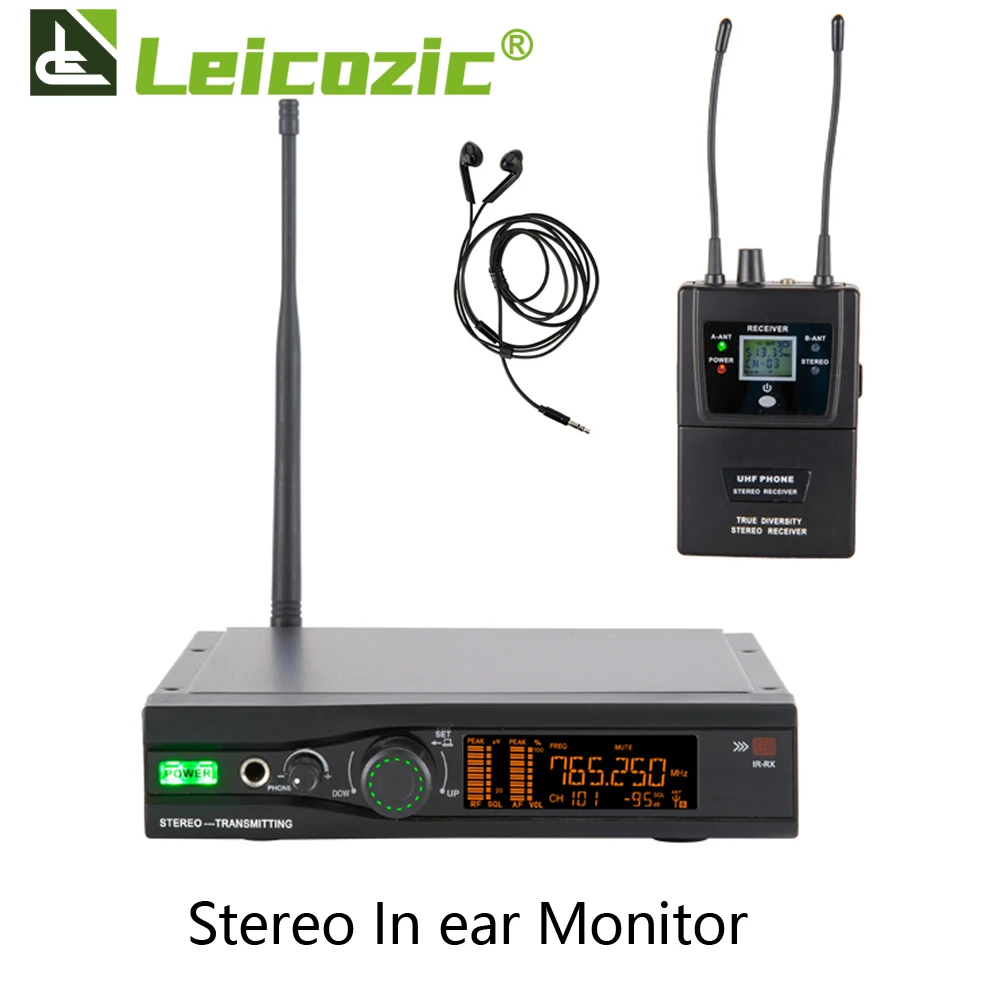 Leicozic 500Mhz Stereo In Ear Monitoring System Wireless Stage Monitor Profissional Audio Equipment Portable Receiver Rack Mount