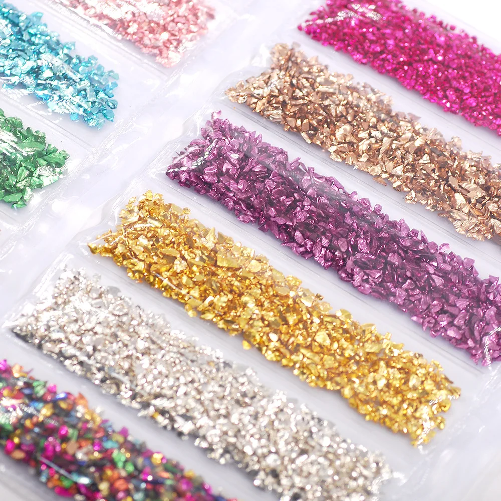 15Set 26gCrushed Stone Glass Artificial Crystal DIY Epoxy Resin Glue Filler Nail Fragment Decoration Crafts Sequins Accessories