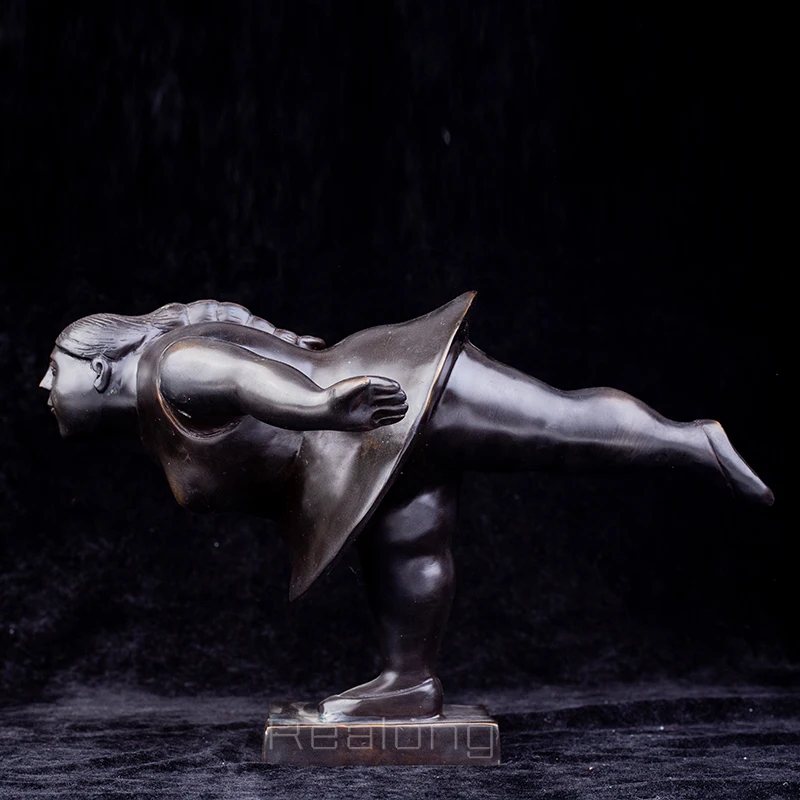 Bronze Ballet Lady Dancing Statue Woman Figurine Chubby Dancing Statues Bronze Ladies Sculpture Abstract Art For Home Decor