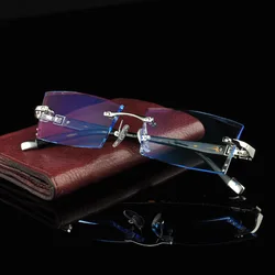 Reven Jate 58050 Alloy Rimless Diamond Cutting Man Glasses Frame Optical Prescription Eyeglasses Men Eyewear Fashion