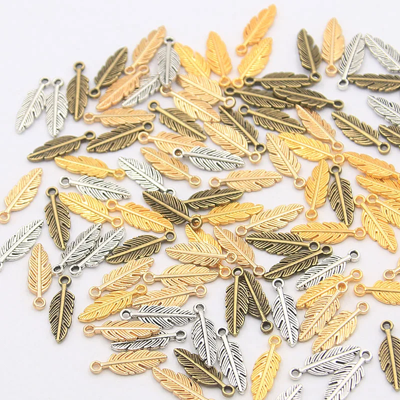 100 قطعة 2021 جديد 5*15 مللي متر 6 اللون المعادن سبائك الزنك أوراق صغيرة Charms صالح مجوهرات النبات قلادة جالبة للحظ Makings لتقوم بها بنفسك الحرف اليدوية