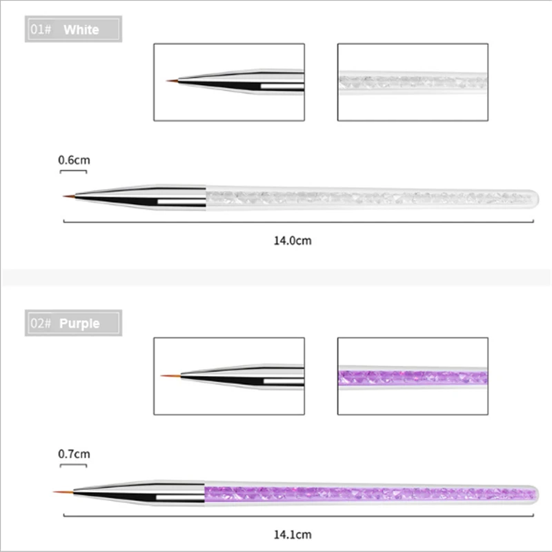 10Pcs Acryl Nail Brush Set Uv Gel Extension Builder Strass Lijnen Liner Patroon Gesneden Borstel Nail Art Design Manicure gereedschap