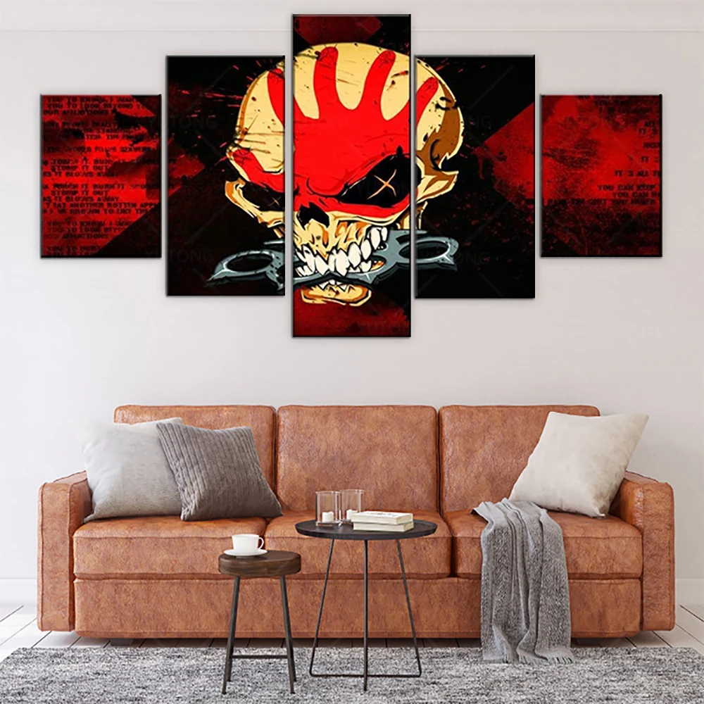 

5 Pieces Wall Art Canvas Painting Abstract Poster Rock and Roll Music Home Decoration Pictures Modern Living Room Framework