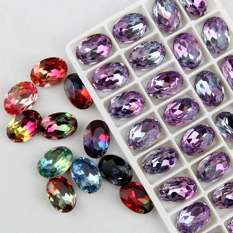 4120 13*18  oval k9 rhiinestone Tourmaline beads  gradient ramp beads Multicolor DIY Loose Beads