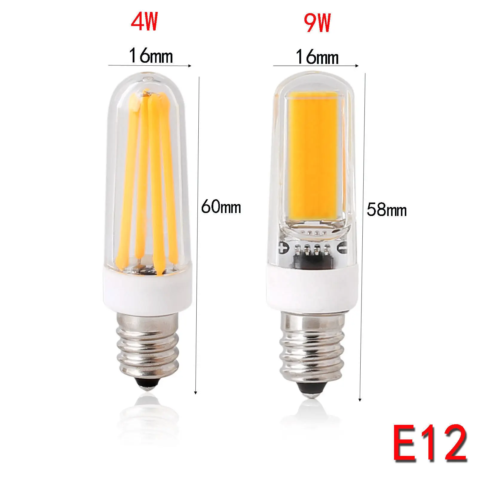 E12 E14 Dimmable 4W 8W 9W Silicone Crystal LED Corn Bulb COB Light Mini Filament Lamp High Power Candle Lighting Lamps 220V 110V