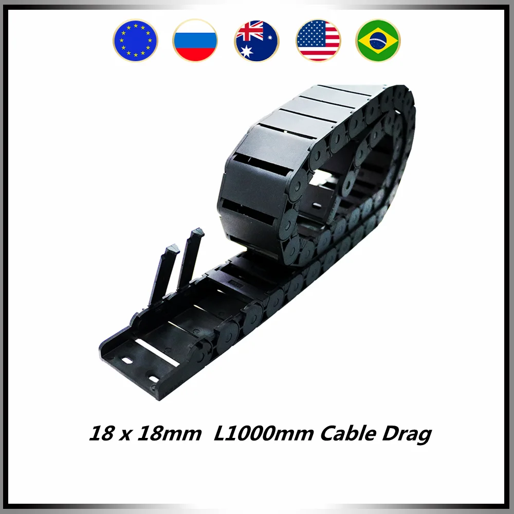 18 x 18mm 18*18mm L1000mm Cable Drag Chain Wire Carrier  End Connectors Semi-enclosed For CNC Router Machine Tools