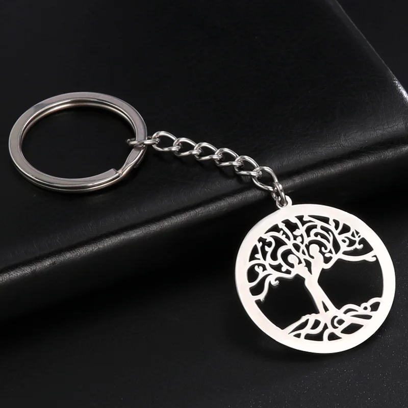 COOLTIME Hollow Tree of Life Keychain for Woman Men Stainless Steel Supernatural Amulet Key Chain Holder Ring Gift Jewelry