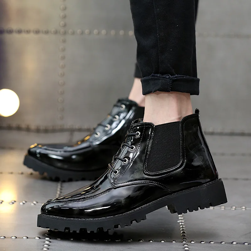 

Men Boots Ankle Casual Shoes Black Beeswax Brown Vintage Classic Worker Style Waxy Leather Korea Wearable Round-to 352