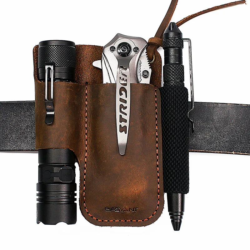 Imagem -04 - Easyant-handmade Caminhadas Bolsa para Homens Coldre de Couro Outdoor Camping Belt Loop Multitools