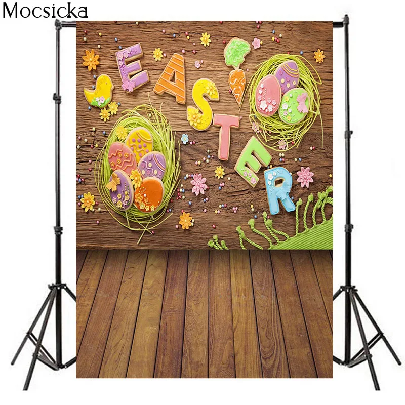 Mocsicka Easter Theme Photography Background Egg Drawing Board Decoration Props Baby Shower Birthday Party Photo Backdrop Studio
