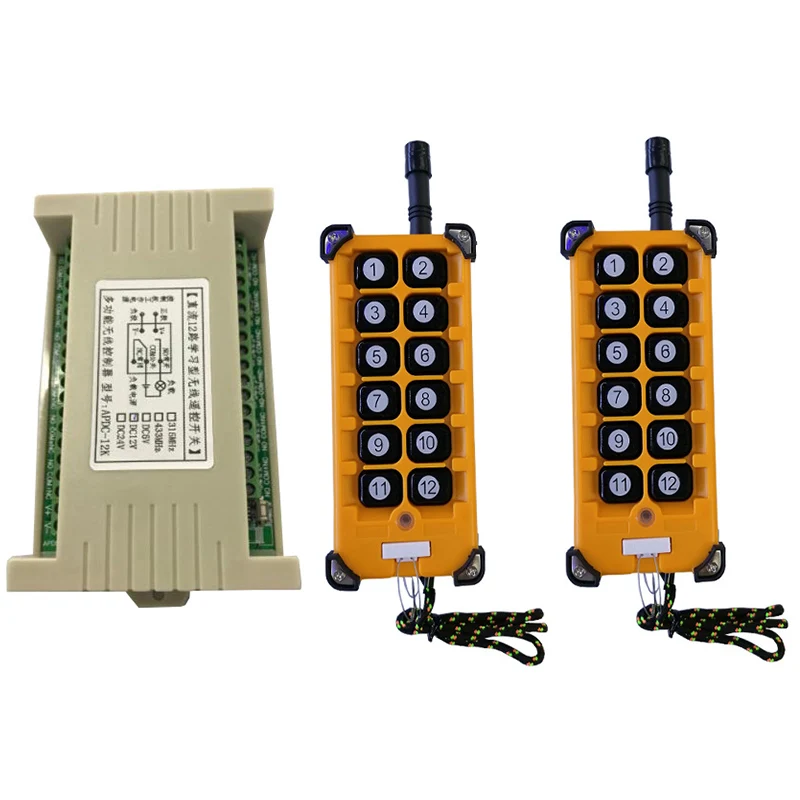 

3000m DC12V 24V 12CH Radio Controller RF Wireless Remote Control Overhead travelling crane System Receiver + Numer button Remote