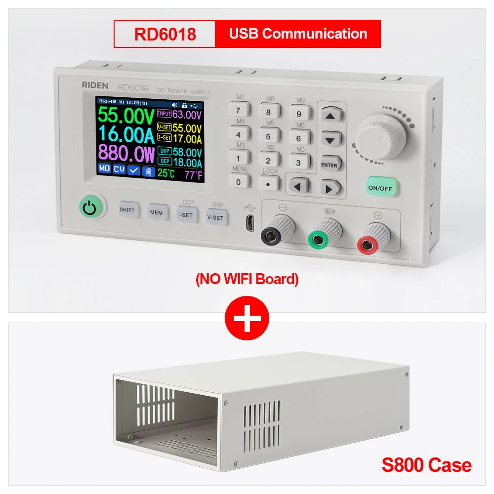 RD RD6018 RD6018W USB WiFi DC-DC Voltage Step Down Power Supply Module Buck Converter Voltmeter Multimeter 60V 18A S800 case