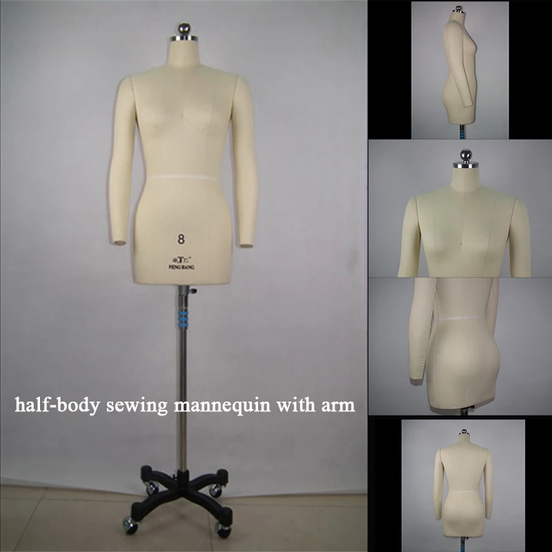 

Professional Level Sewing Mannequin for Women, Insertable Needle, Half-body Woman Dressmaker Model with Arms, EU and US Size Sta