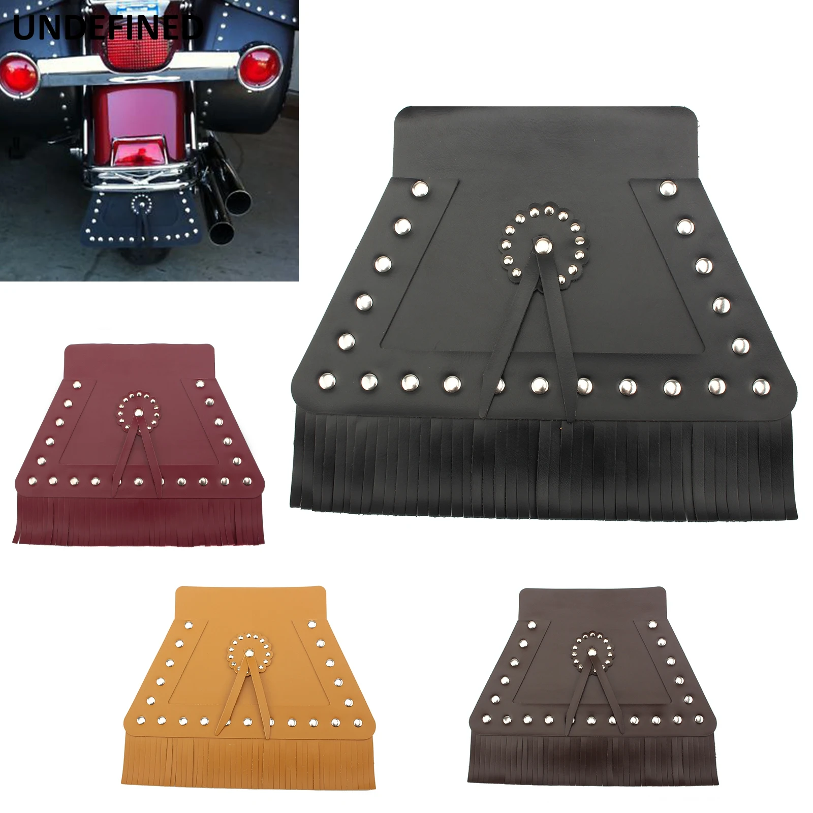 

Black Fringed Motorcycle Mud Guard Flap PU Leather Front Mudguard Fender Cafe Racer For Harley Touring Softail Heritage Custom