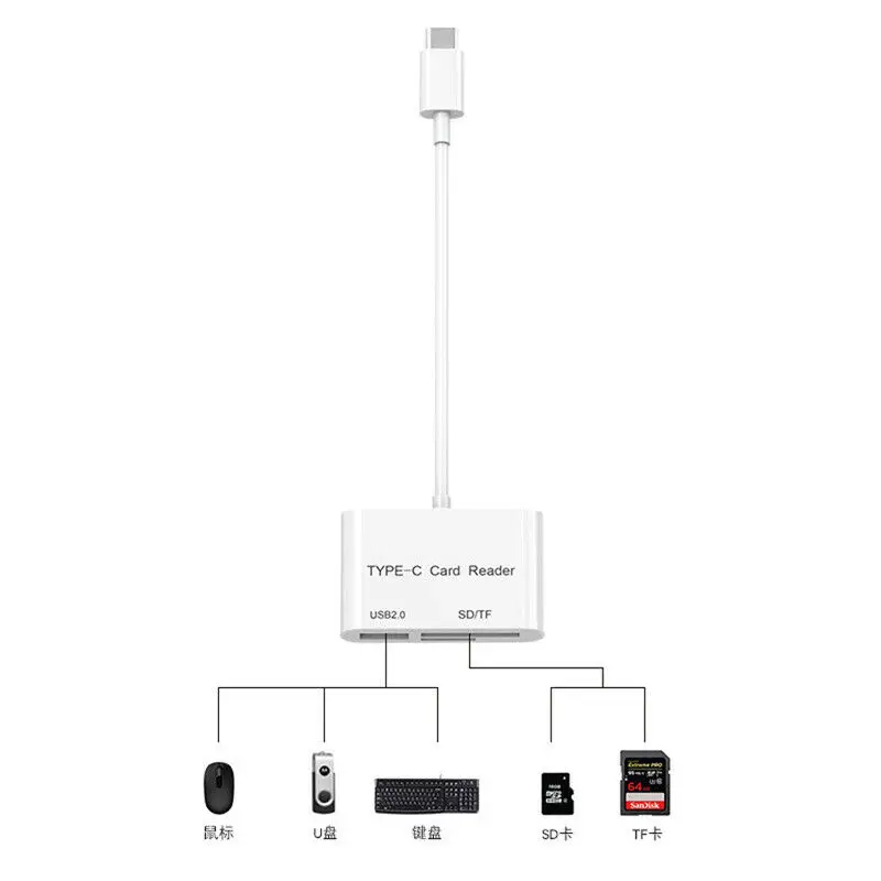 3 Trong 1 Loại C Sang USB/SD/TF Đầu Đọc Thẻ OTG Dành Cho Máy Macbook Pro