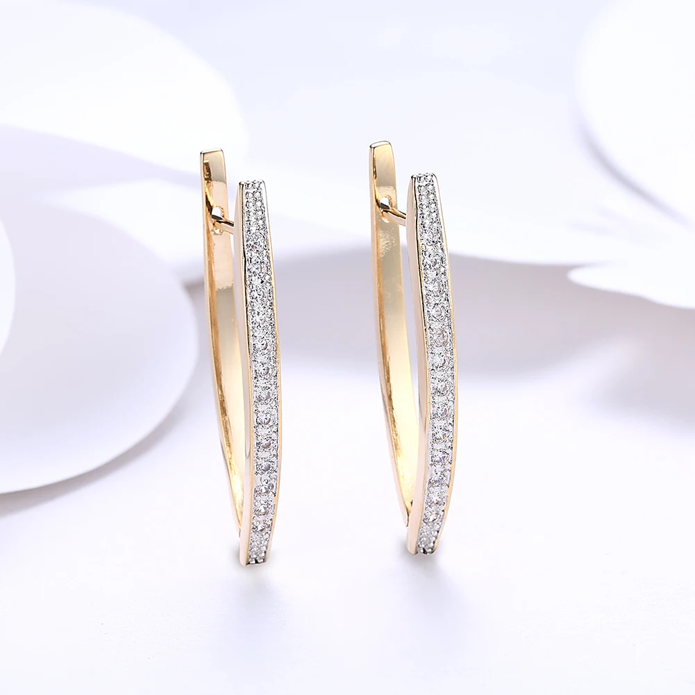 wholesale wedding Gold Color Earrings for Women Wedding Decoration Delicate Design Austria crystal Jewelry Lady Gift Luxury